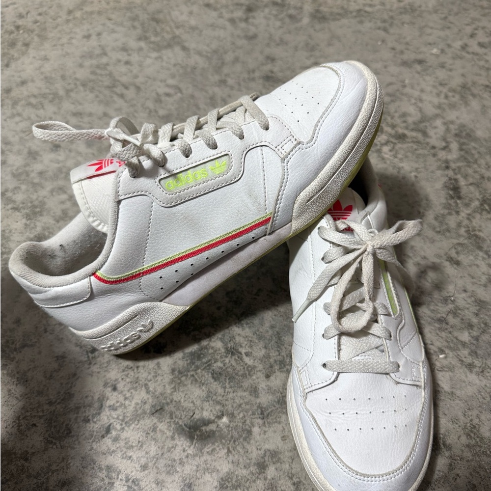 Adidas White Sneakers with Red and Green Details
